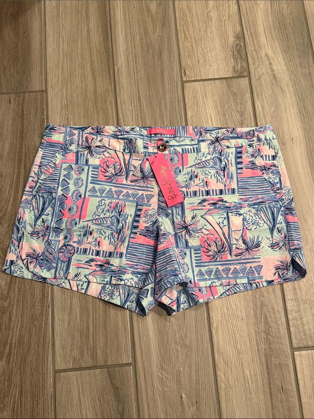 Lilly Pulitzer Patchwork Tropical Print Shorts - Pink, Blue & Cream